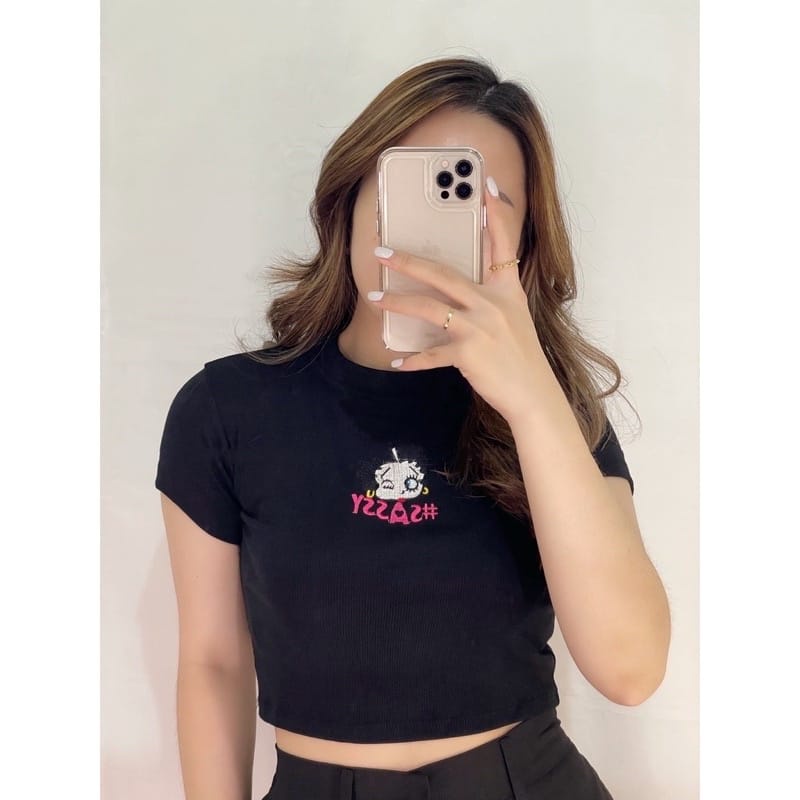 BEFAST - ZEC OOTD Kaos Cewe PINA / Crop Top Sassy RIB / Tshirt Lengan Pendek / Kaos Crop Top Wanita / Fashion Ala Korean Style Wanita / Crop Top Motif / Keluaran Terbaru 2022 / Termurah / Outfit Santai Casual Wanita / Terlaris