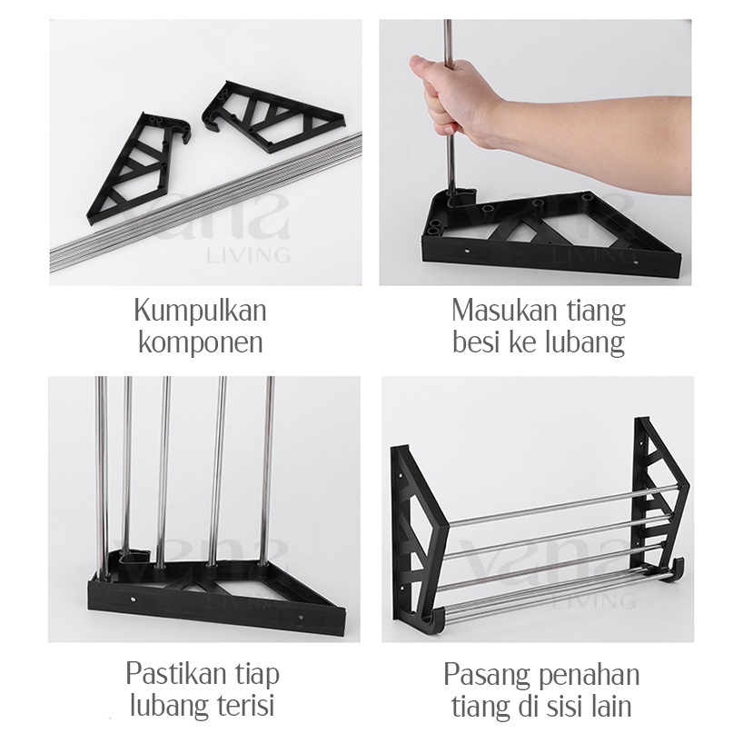 Vana Rak Sandal dan Sepatu Gantung Susun Shoe Rack Organizer Besi Plastik Minimalis Holder Panci Dapur Dinding Belakang Pintu Minimalis Kuat