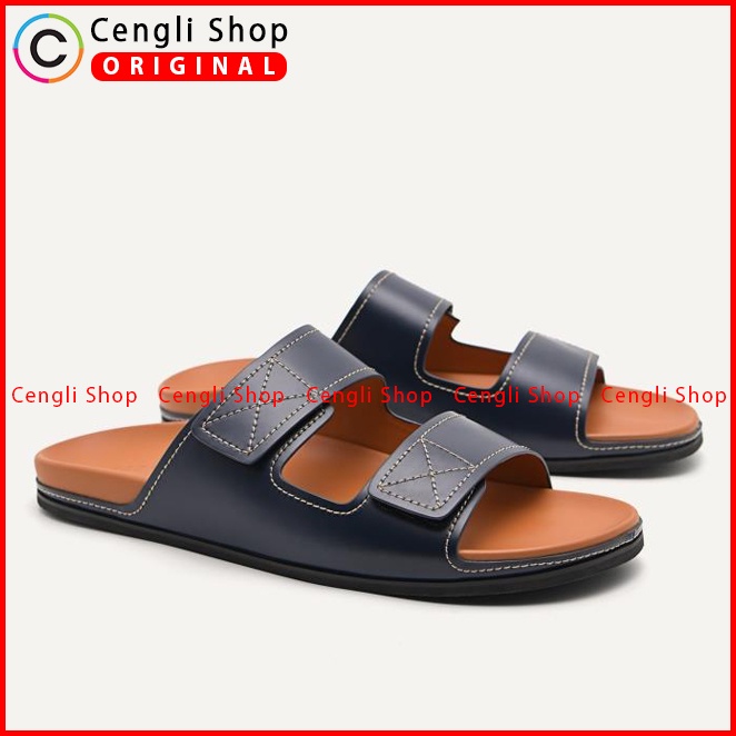 SANDAL SLIDE PEDRO PRIA ORIGINAL CASUAL BRANDED BIRU NAVY PM135