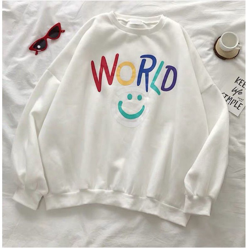 WORLD SMILE SWEATER WANITA - ATASAN TEBAL PREMIUM