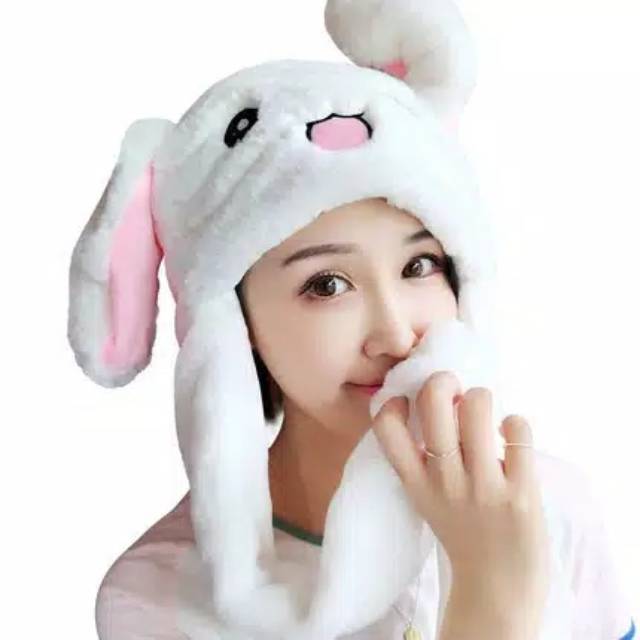 Topi Kelinci LED model kupluk tiktok Bunny Hat Dance Kuping Gerak T06