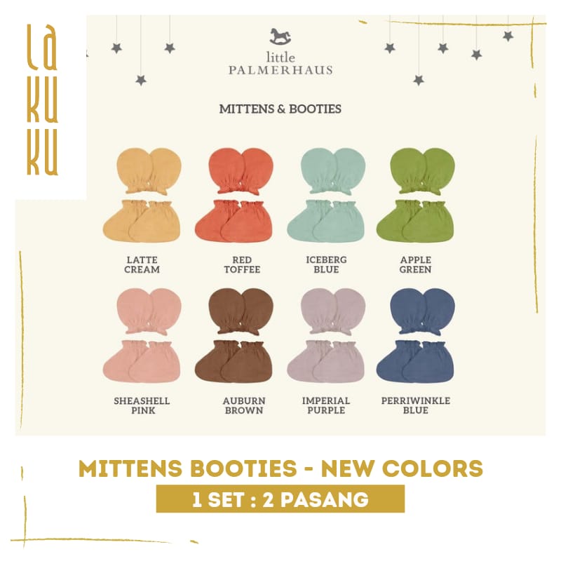 Lakuku - [GROSIR] Mittens Booties Little Palmerhaus newborn- Sepasang sarung tangan dan sepasang sarung kaki bayi