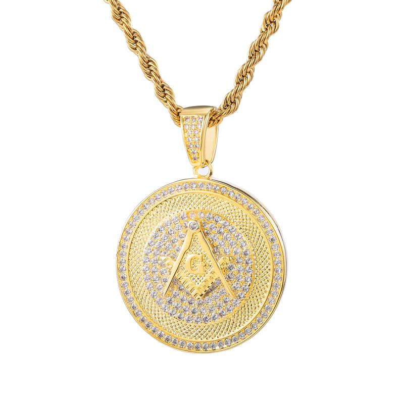 Kalung Rantai Dengan Liontin Batu Zircon Masonic Untuk Wanita