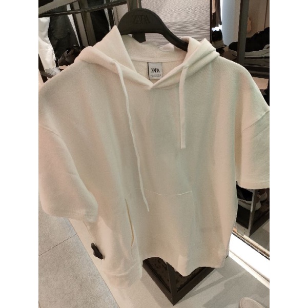 Hoodie Lengan pendek pria white Zara Original Limited