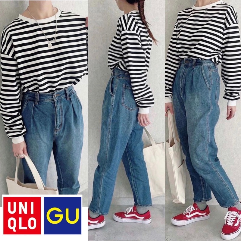 GU Uniqlo Baggy Boyfriend Jeans - Size S Sampai XL