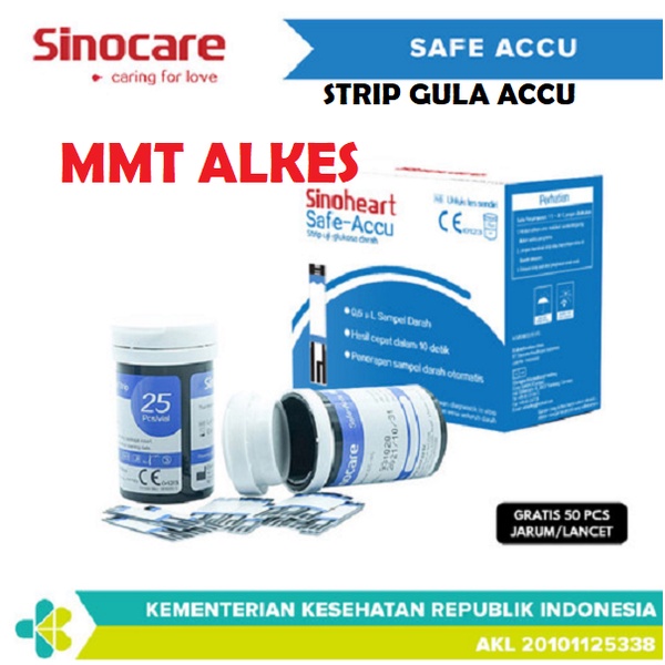 Sinoheart Safe-Accu Strip sinocare Uji Gula Darah (isi 25 Strip)
