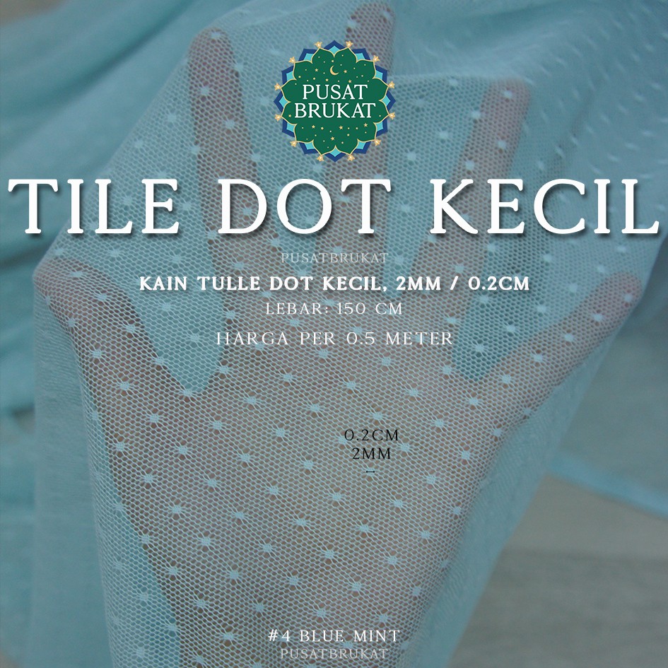 KAIN TILE DOT KECIL #1 - TULLE POLKADOT, Ø 0.2CM / 2MM, Lebar: 150cm [harga per 0.5m]