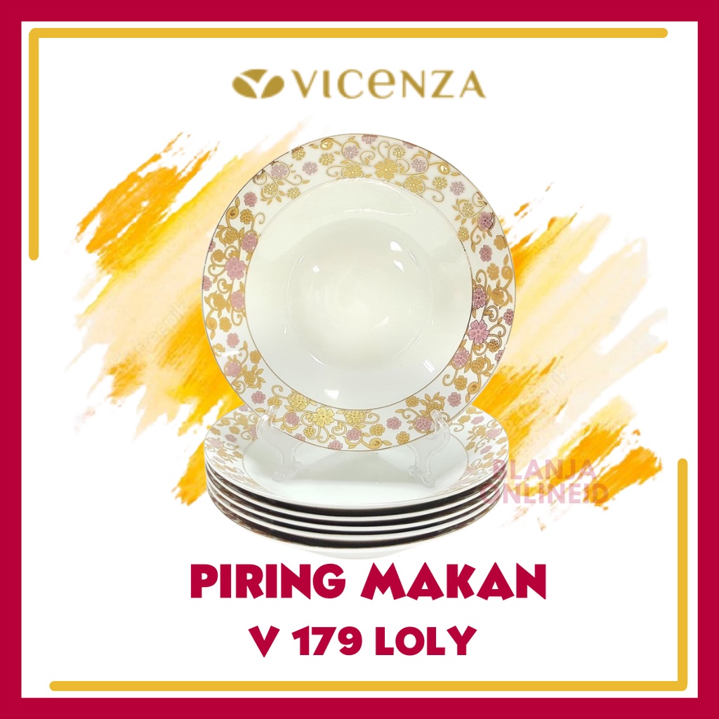 Piring Makan Keramik Motif Lolli Vicenza B179/ B 179 9 Inch