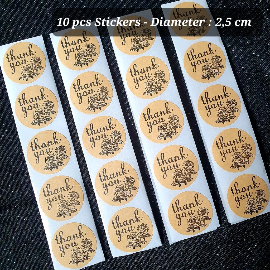 

(10 pcs) Sticker Stiker Segel Bulat Mini 2.5 cm - Thank You Mawar Kraft