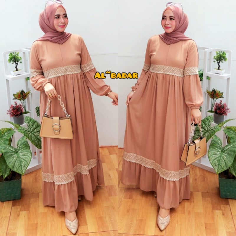 [ BISA COD] GAMIS CERUTY BABYDOLL MIX RENDA DANIK,GAMIS BUSUI, DRESS CERUTY BABYDOLL MIX RENDA DANIK ATAS BAWAH LENGAN BALON MODEL TERBARU BY AL BADDAR