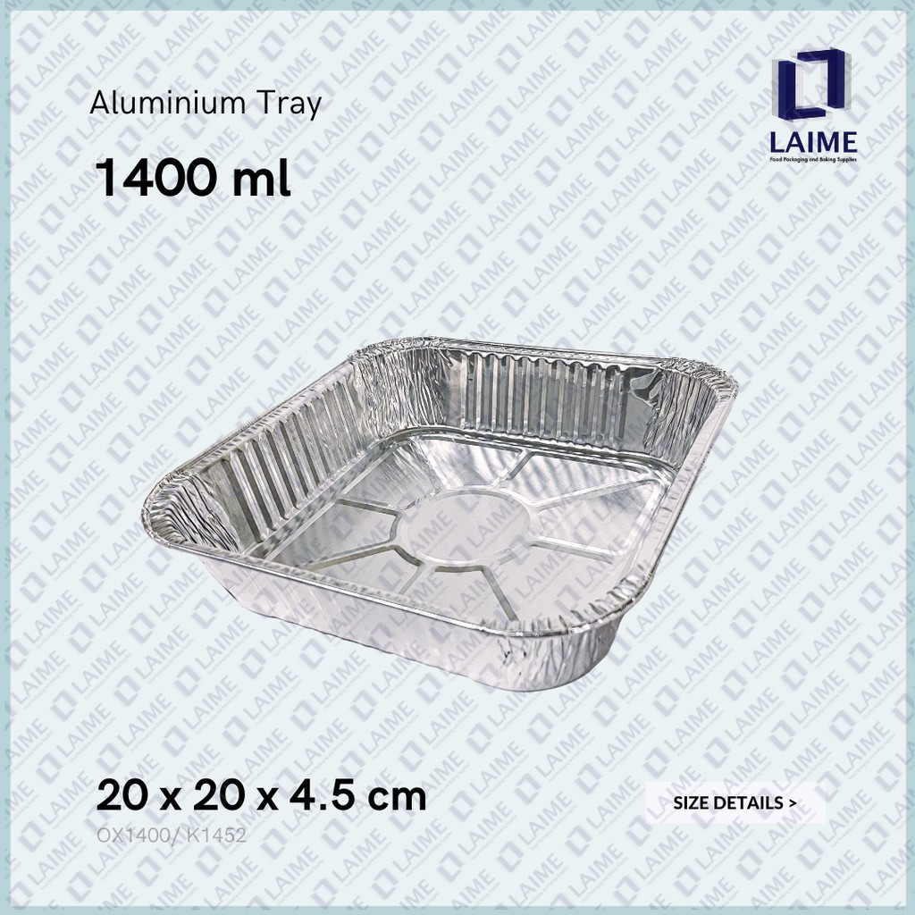 OX1400 OX 1400 (Tanpa Tutup) ukuran 20x20 - Alumunium Aluminium Foil Tray Cup