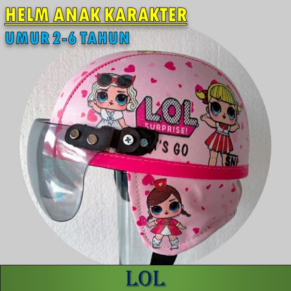 Helm Anak Retro Kulit Sintetis Motif Karakter