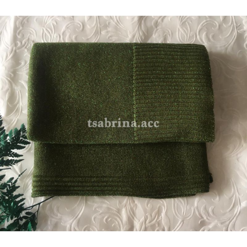 pasmina gliter rajut premium | kerudung pashmina pengantin-Hijau army