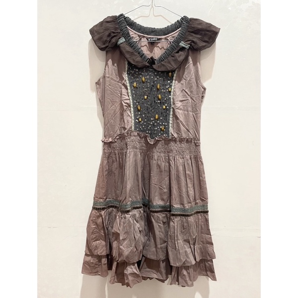 Dress Vintage Katun Coklat Manik Sleeveless