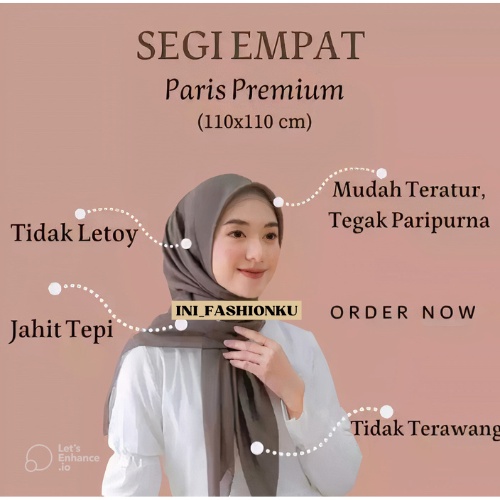 KERUDUNG SEGIEMPAT VOAL PARIS PREMIUM SQUARE HIJAB ANTI LETOY COTTON VOAL ROSE MIRACLE