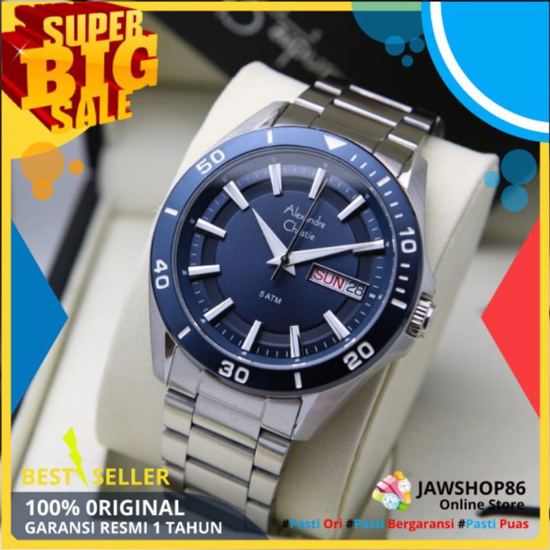 JAM ALEXANDER CHRISTIE PRIA ORIGINAL AC 6512 MURAH TERBARU ANALOG TALI RANTAI ORI COWOK SPORTY