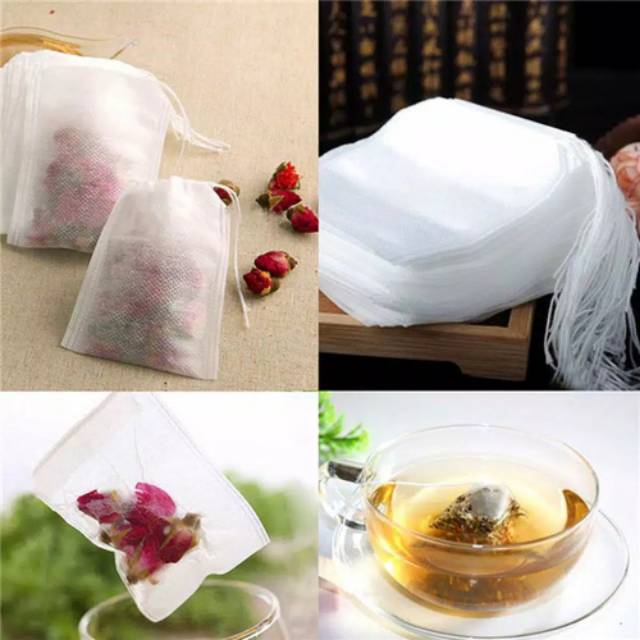 isi 20 Kantong dan 100 tea bag Teh celup Serut Praktis / Bag Tea 5x7 Food Grade