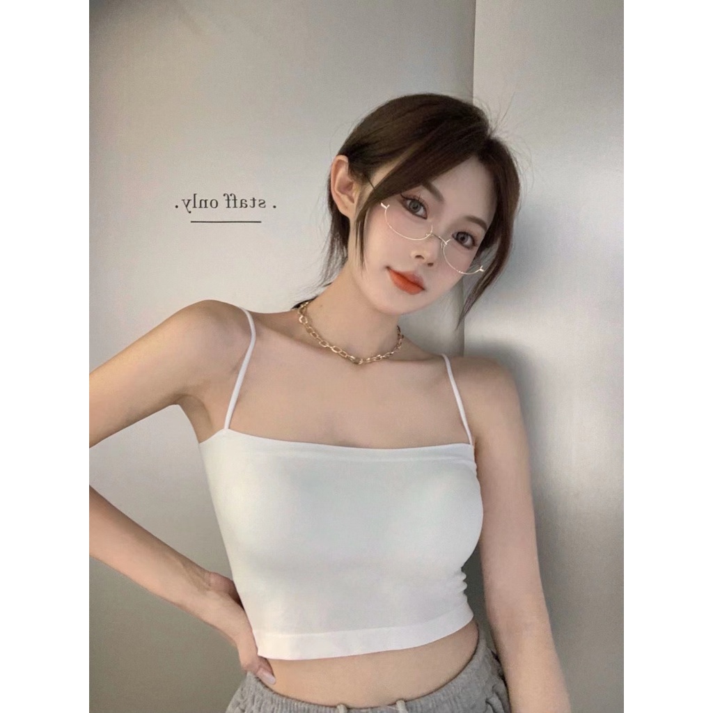 Monica Hot girl Crop Tube Tank Top Atasan Wanita Tanpa Lengan