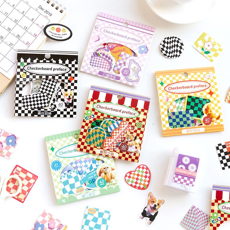 

FD021 -- 40PCS Sticker Checkboard / Aesthetic Journaling Sticker