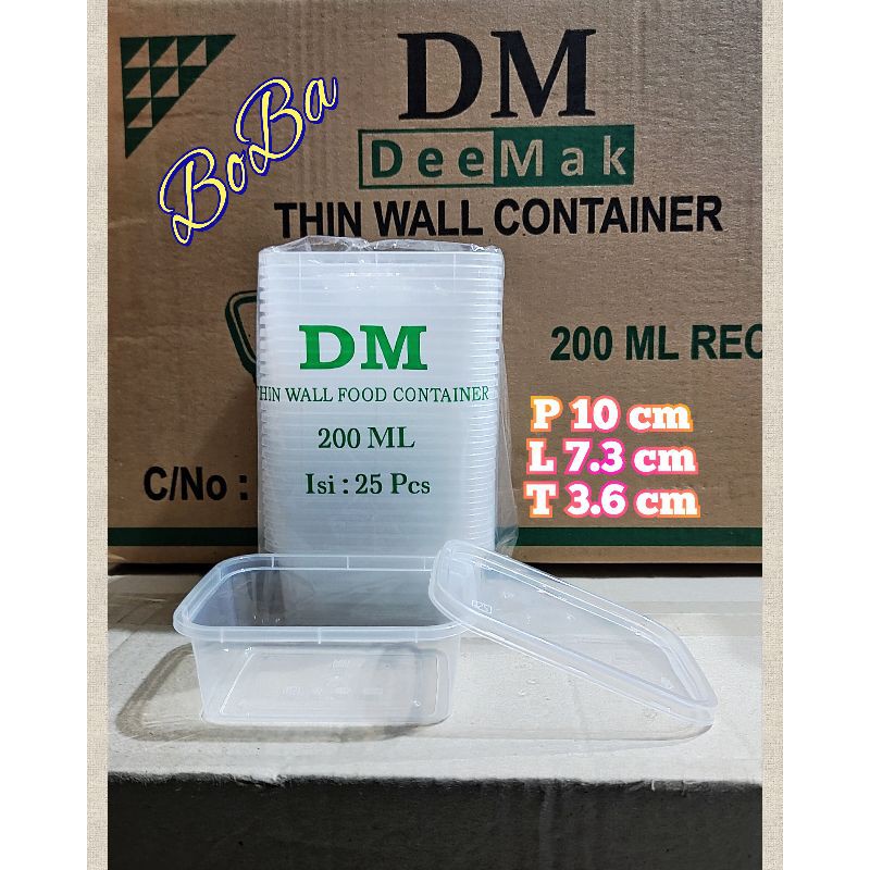 1 Dus Thinwall DM 200 ML Rec Container kotak Persegi