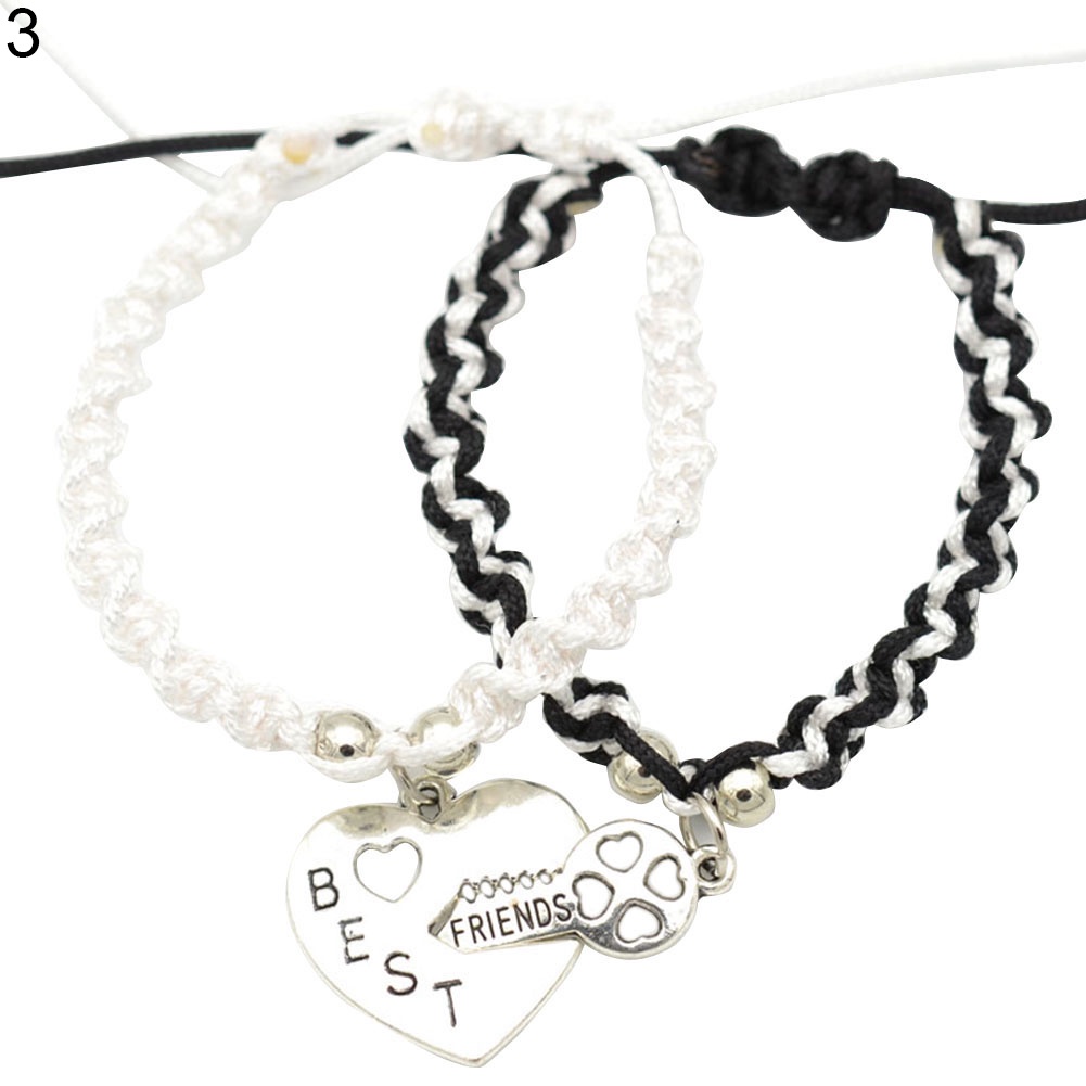 Hu Hu Hu Hu Hu Alat Bantu Pasang Kacamata♡ 2pcs Gelang Tali Kepang Dengan Charm Hati Terbelah Untuk Ibuanak Perempuan