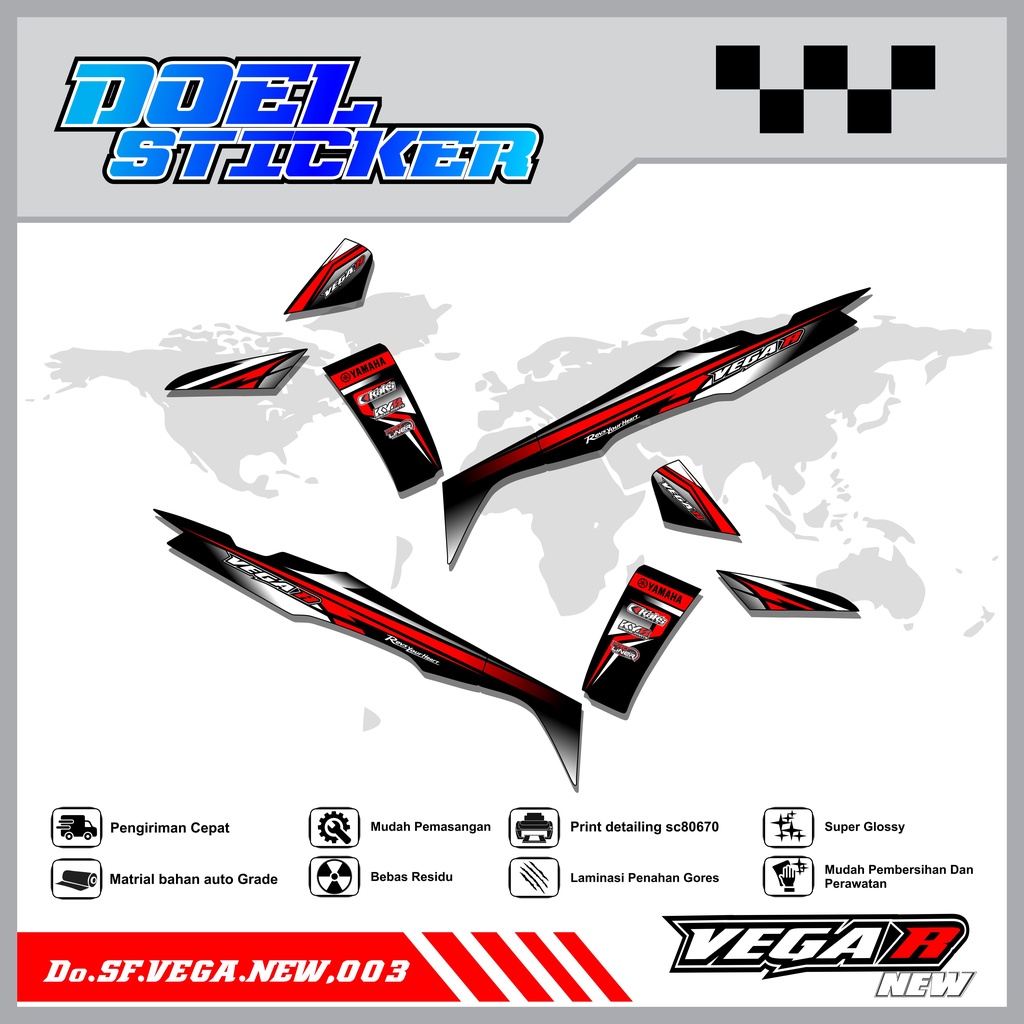 Sticker Striping Vega R New List Variasi Hologram , Crome Doel 003