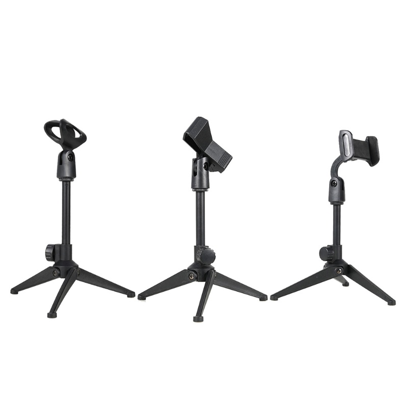 Btsg Adjustable Mic Clip Tripod Portable Mike- Phone Stand Meja Bracket Holder