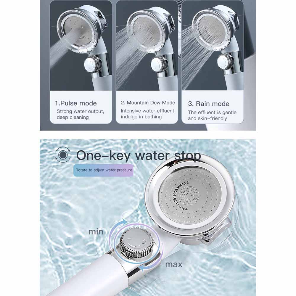 Head Shower Mandi 3 Mode Minimalist Pressurized Nozzle K002