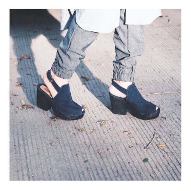 Classic Peep Toe Clogs Dark Blue from Retail Therapy