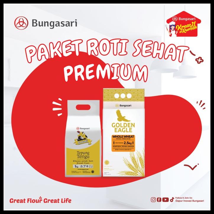 

Buy Bungasari Golden Eagle Whole Wheat 2,5Kg + Kabuki Gold Tepung 1Kg