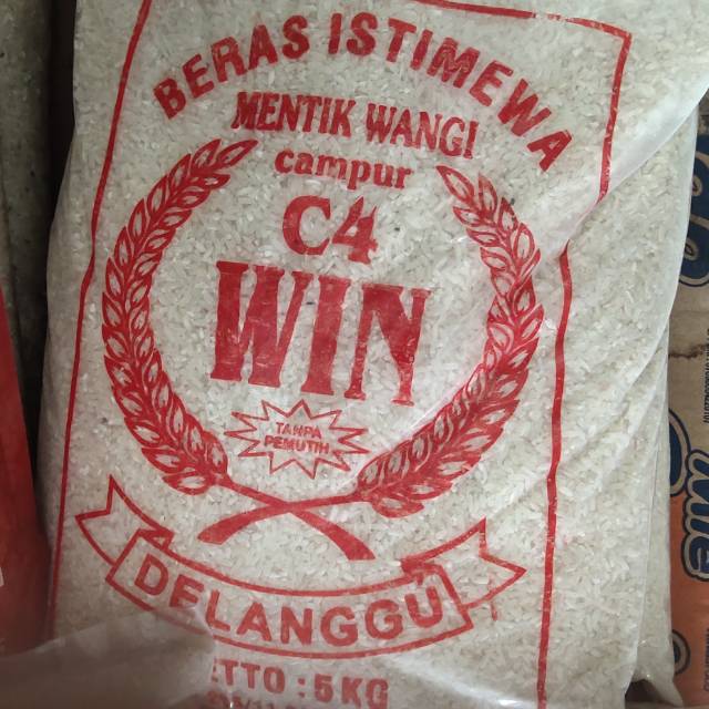 beras 5kg win c4/c4+mentik wangi delanggu klaten/gurih merah/gurih coklat indofood 5kg