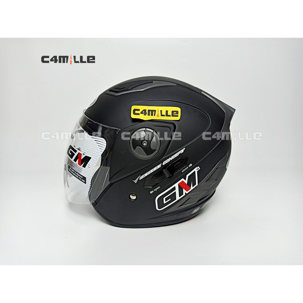 HELM GM INTERCEPTOR SOLID BLACK DOFF HALF FACE Shopee Indonesia