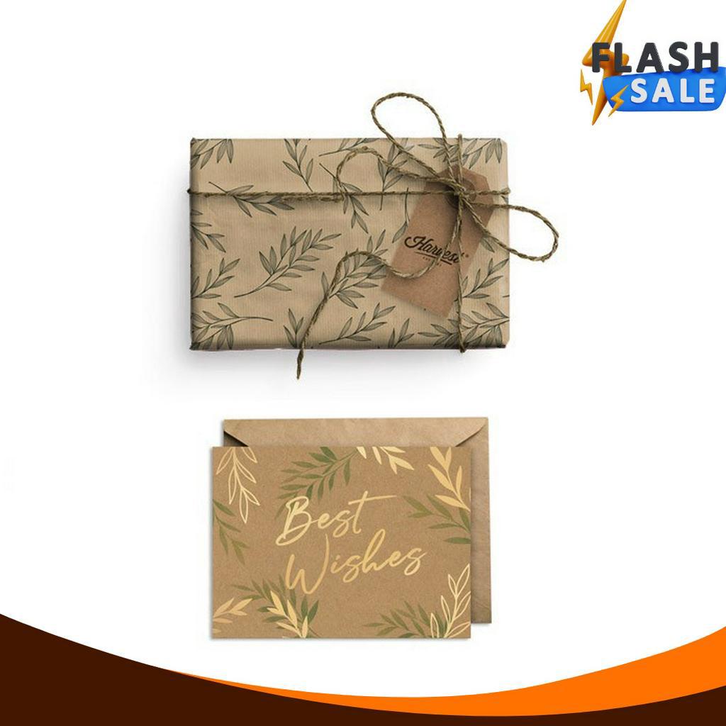 

SERBA MURAH Paket Kertas Kado Kartu Ucapan Harvest Vintage BW Green