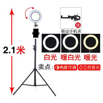 TaffSTUDIO Lampu Halo Ring Light LED Kamera 16CM with Long Tripod 2.1M