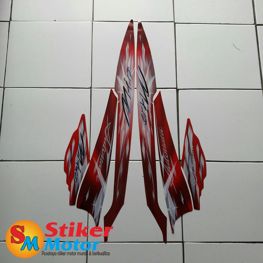 STRIPING STICKER LIS LES POLET BODY MOTOR MIO SPORTY 2009 MERAH