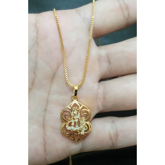 B-781.Kalung xuping Lafadz ALLAH berlapis emas dengan mata zircon uk45cm.