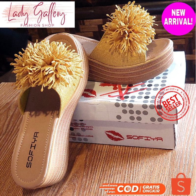 SENDAL WEDGES WANITA MEREK SOFIYA ORIGINAL TERBARU