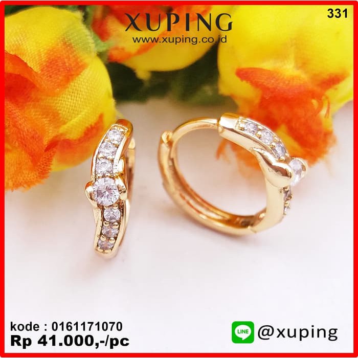 XUPING ANTING CLIP MOTIF BARIS EMAS ZIRCON 0161171070