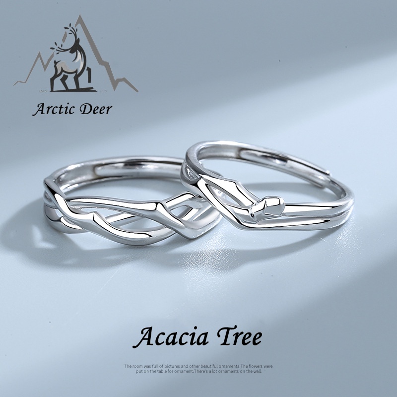 Cincin couple Sterling silver S925-Acacia Tree cincin Pasangan cincin fashion  perak asli S925 Original Arctic Deer