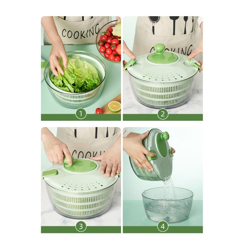 Keranjang Cuci Sayuran Salad Spinners Dengan Tutup Dapat Dikunci