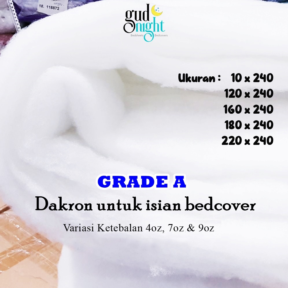 Dakron Lembaran Silikon Other Size Grade A | Padding 9 oz 4 oz | Isi Bedcover | 10x240 | 120x240 | 1