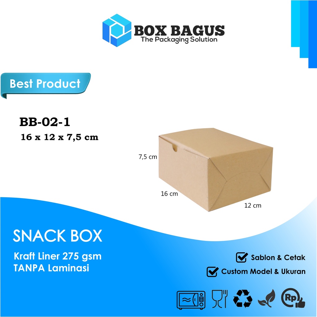 BOX DUS 16x12x7,5 KRAFT 275 GSM - KOTAK HAMPERS MAKANAN NASI ROTI KUE SNACK