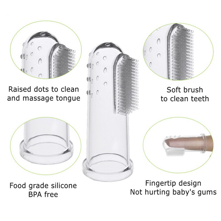 SIKAT GIGI Bayi Finger Tooth Brush Silikon Jari Baby Newborn Lidah Gusi Silicone Food Grade Lembut