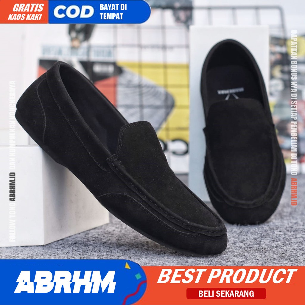 MODNEK Sepatu Slip On pria Kulit Sintetis Sepatu Pria Casual Anti Slip Cowok