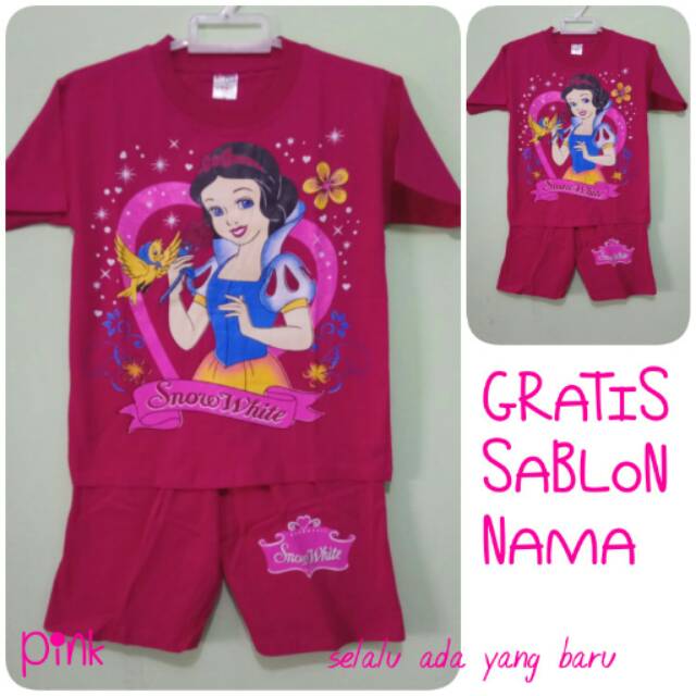  BAJU  ANAK  KAOS  SETELAN ANAK  SNOW WHITE PRINCESS FROZEN  