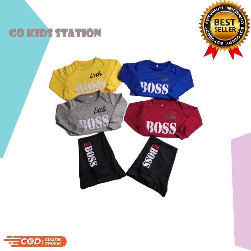 BAYAR DITEMPAT-COD-SET SWEATER LITLLE BOSS-SET SWEATER UNISEX-SET SETELAN SWEATER  ANAK LUCU-GO KIDS