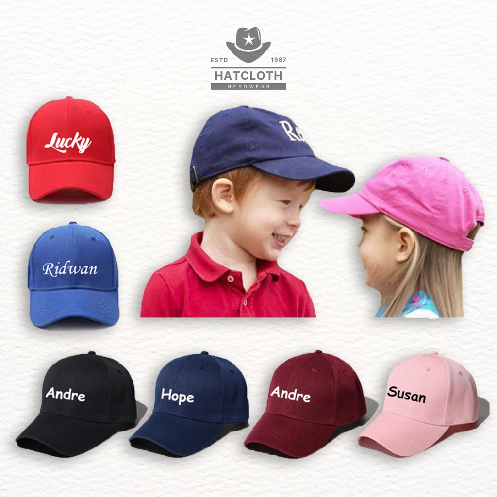 Topi Baseball Anak Custom Bordir Nama Bahan Twill