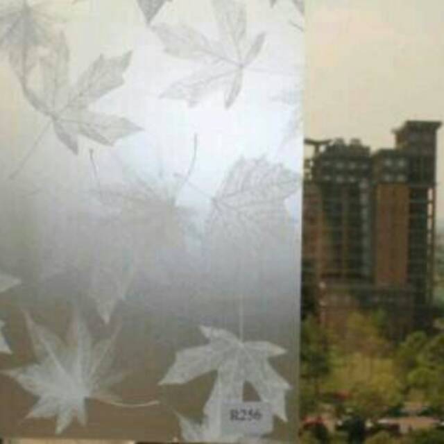 STICKER KACA SANBLAST MOTIF DAUN MAPEL
