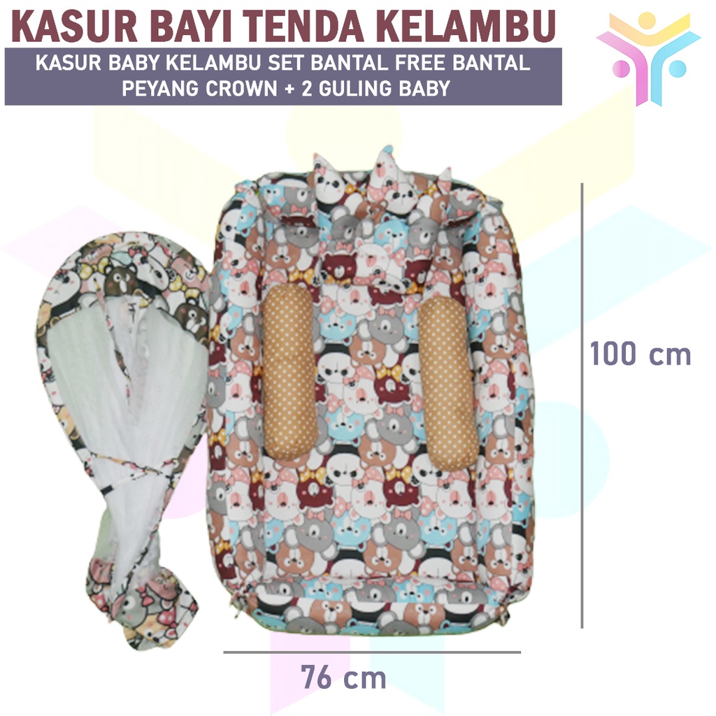 2 || KASUR BAYI TENDA KELAMBU / KASUR BABY KELAMBU SET BANTAL FREE BANTAL PEYANG CROWN + 2 GULING BABY