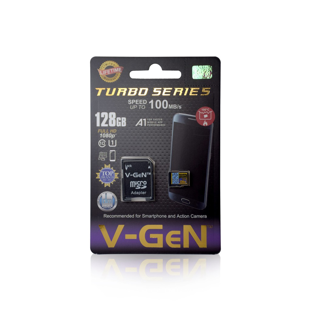 Micro SD 128 GB A1 Turbo Series Class 10 100MB/s V-GeN